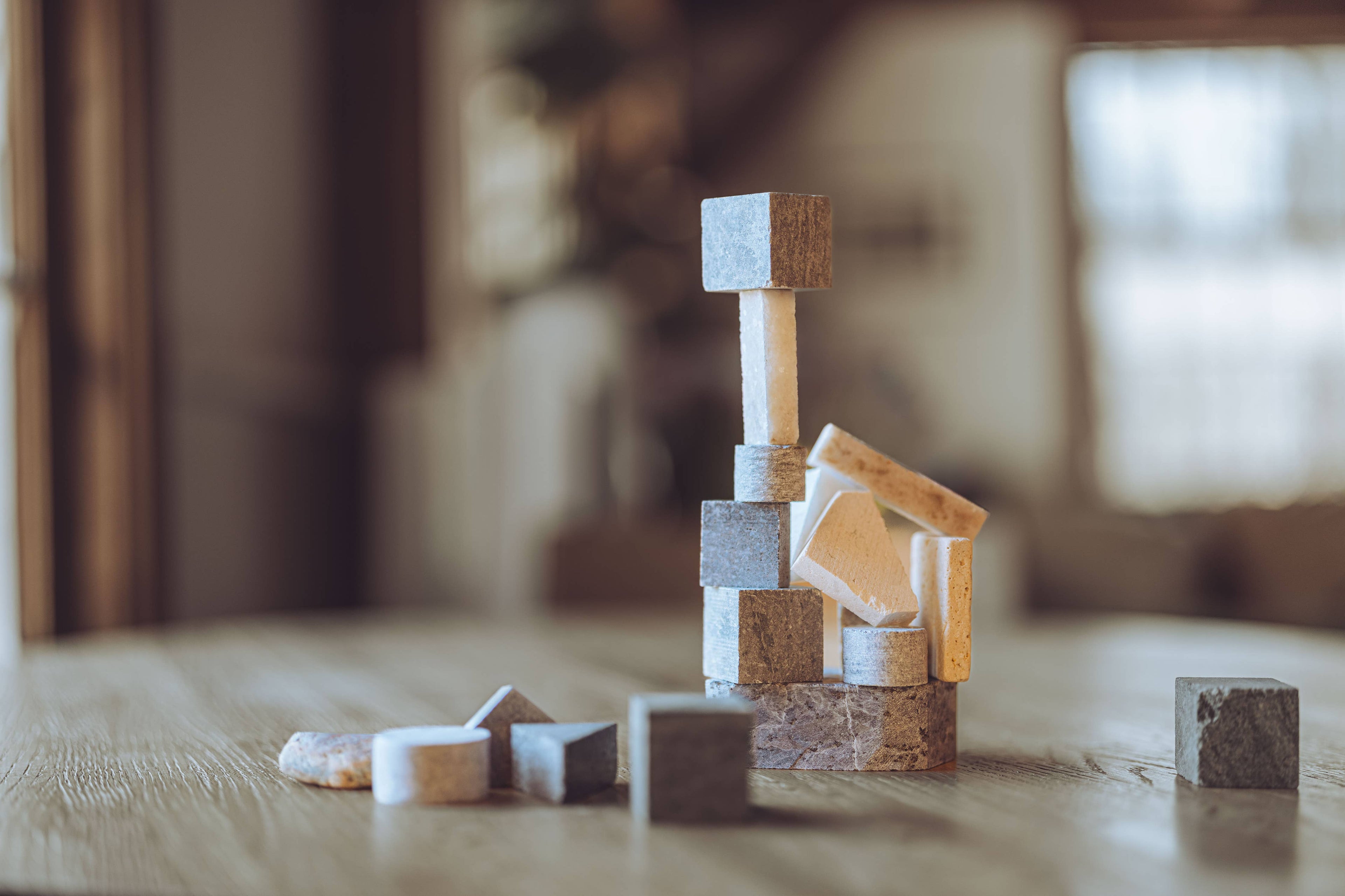 Gravitas Stacking Game, handcarved natural stone stacking game, from GRAVITAS