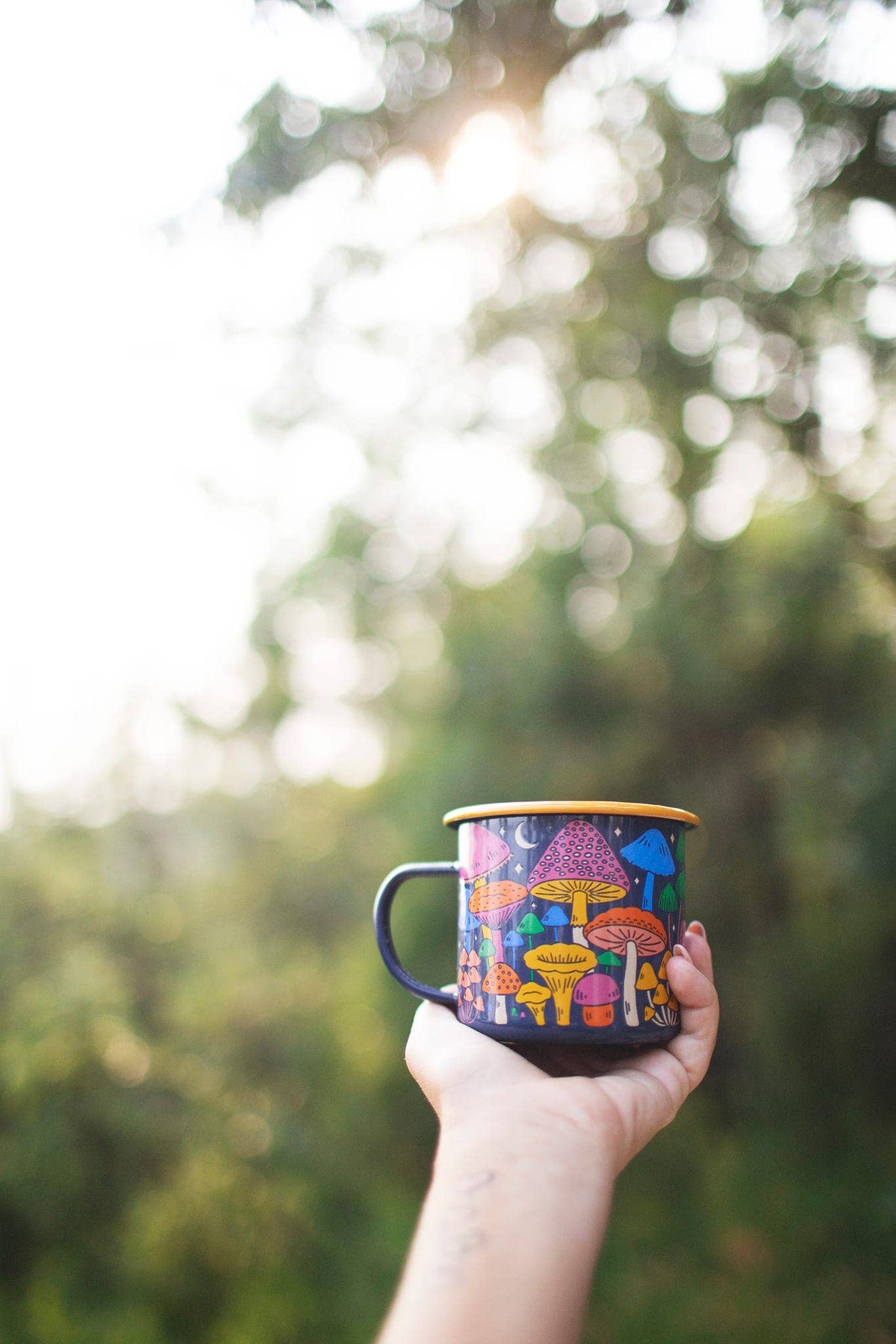 Enamel Coffee & Camp Mug | Midnight Mushroom | 16oz