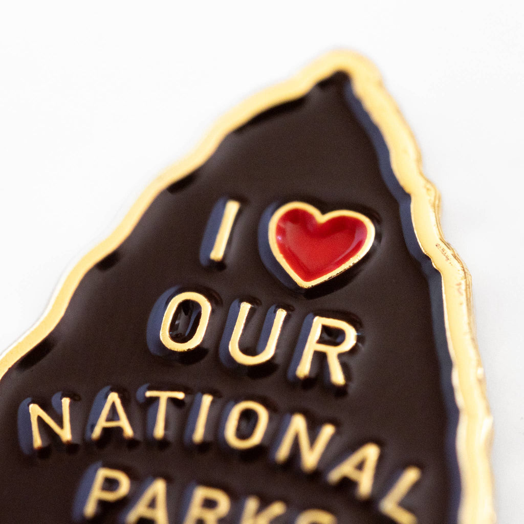 I Love Our National Parks Enamel Pin in metallic gold, from Union Made
