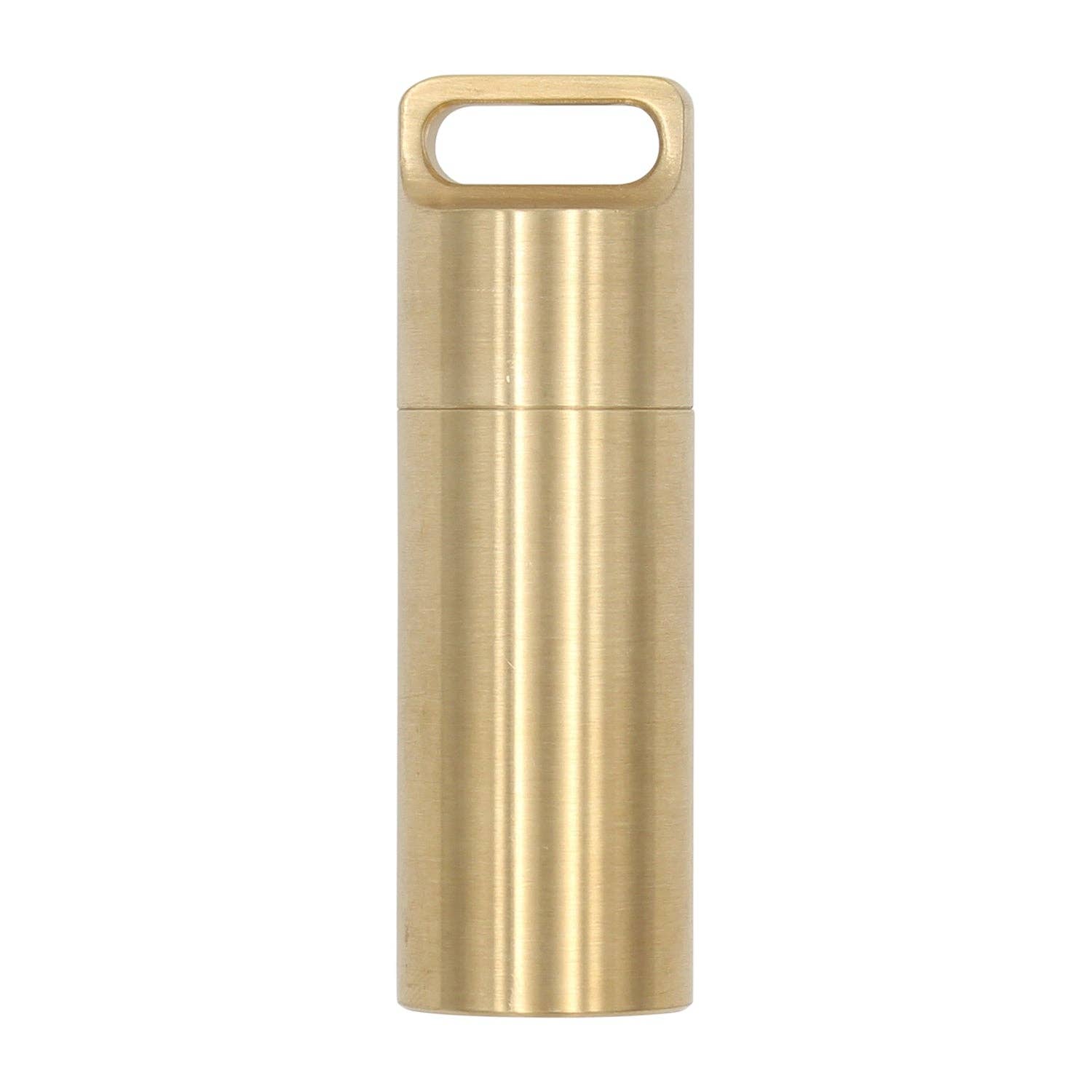 Brass Pill Holder Keychain, CNC machined brass pill case, from Real Sic