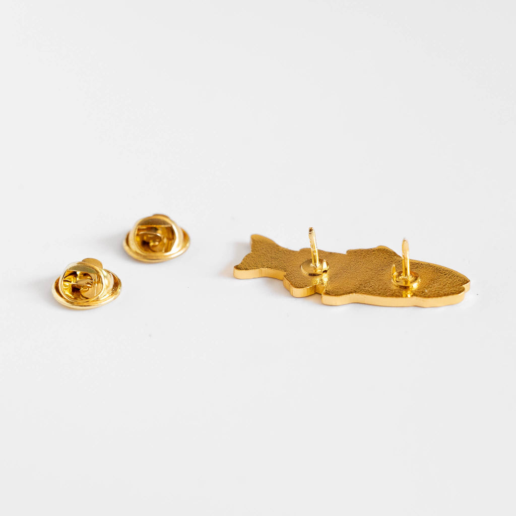 Rainbow Trout Enamel Pin in metallic gold, from Union Made