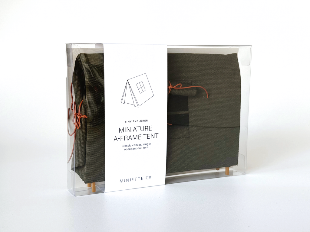Miniature A-Frame Canvas Doll Tent - Olive Green