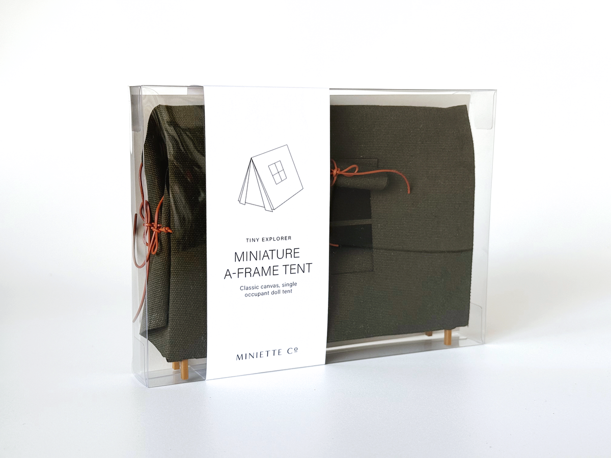 Miniature A-Frame Canvas Doll Tent - Olive Green