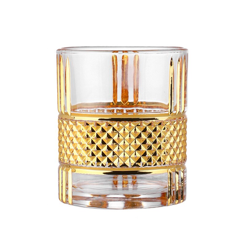 European Style Gold Painted Cut Crystal Glass