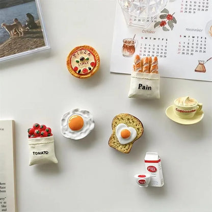 Adorables mini imanes de nevera de comida 3D