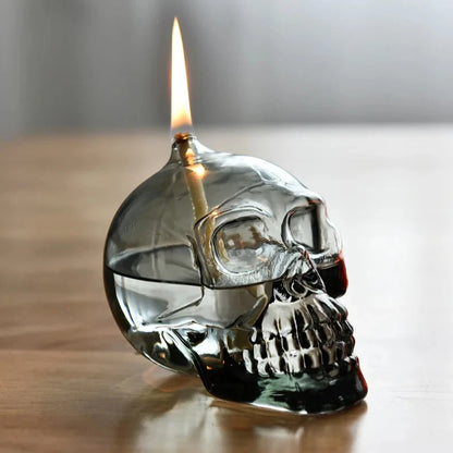 Glass Skull Oil Lamp