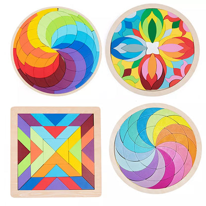 Wooden Rainbow Mandala Puzzle