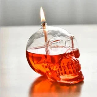 Glass Skull Oil Lamp