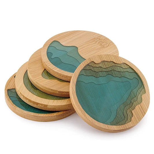 Posavasos oceánicos de madera y resina