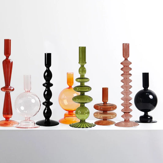 Earthy Glass Candle Holders