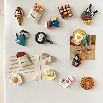Adorables mini imanes de nevera de comida 3D