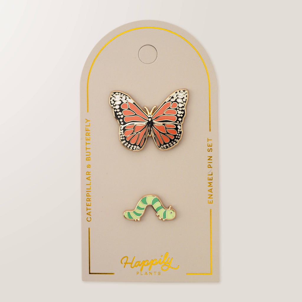 Monarch Butterfly and Caterpillar Pin Set