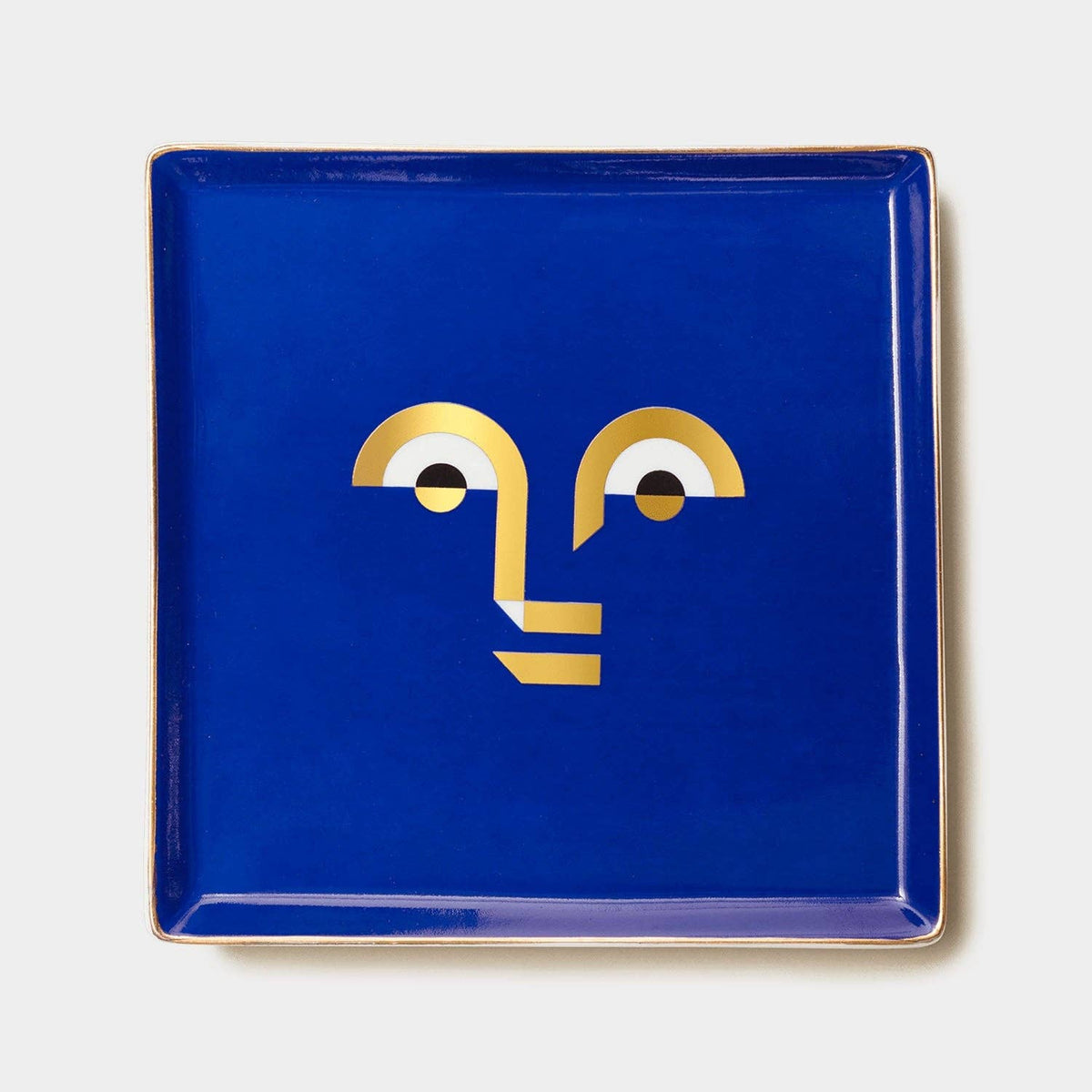 Apollo ceramic tray by Octaevo, a printed square catchall with hand applied gold glaze