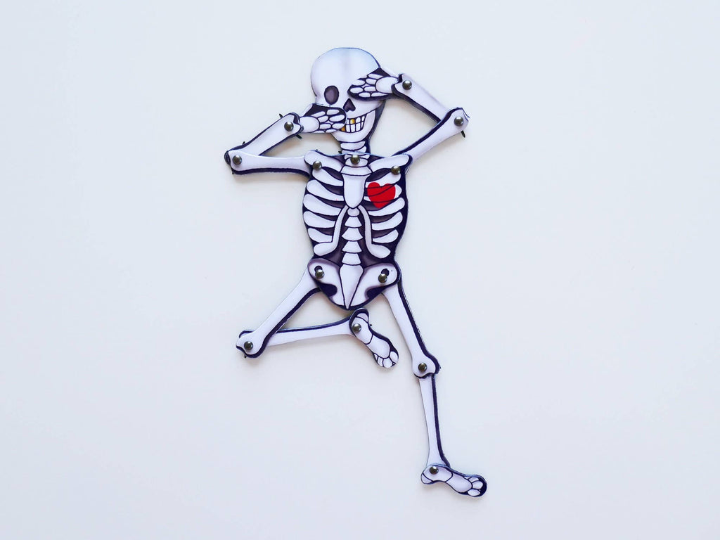 Aimant de réfrigérateur articulé | Squelette | Décoration de fête d'Halloween