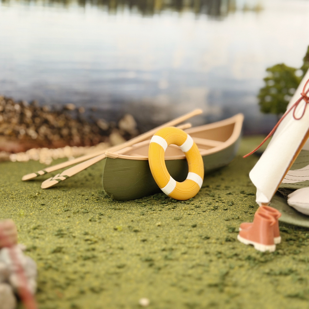 Miniature Canoe & Oar Set