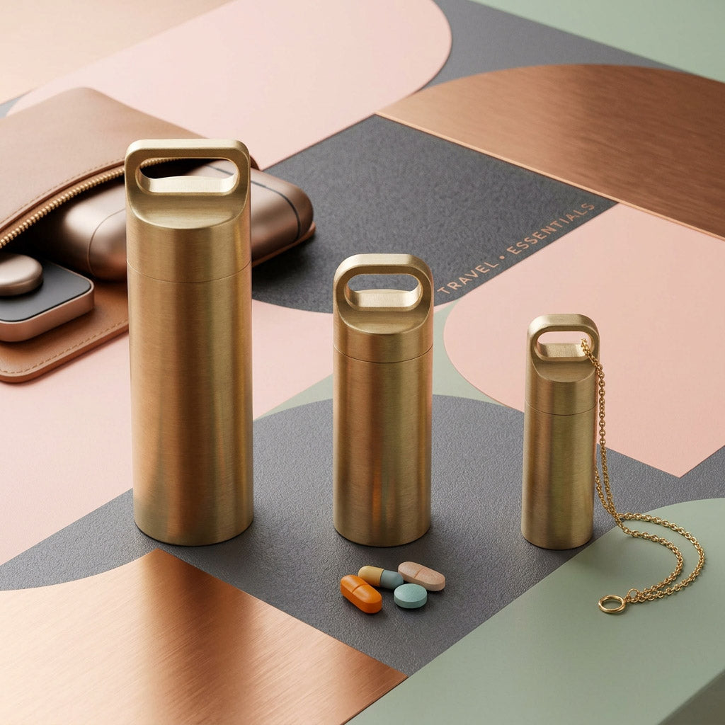 Brass Pill Holder Keychain