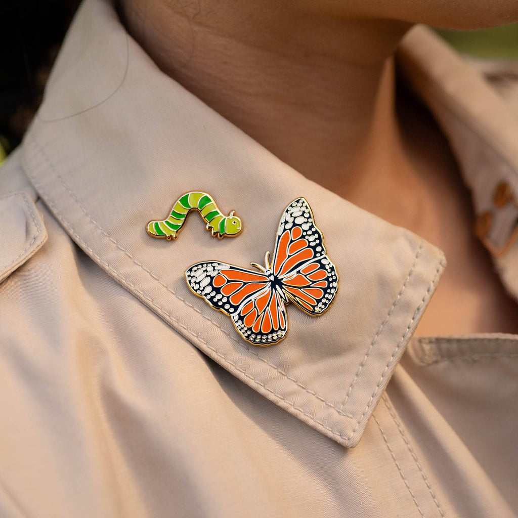 Monarch Butterfly and Caterpillar Pin Set