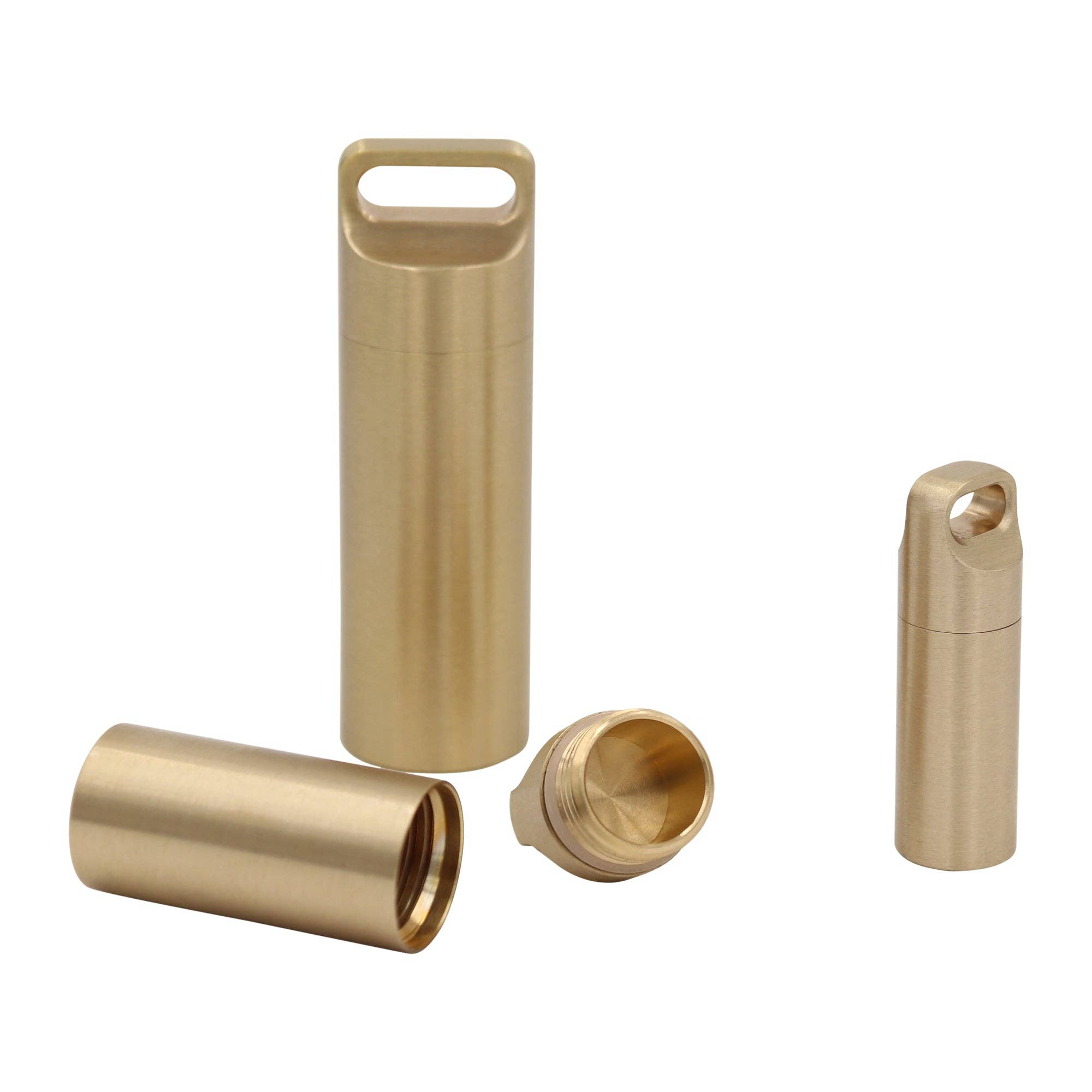 Brass Pill Holder Keychain, CNC machined brass pill case, from Real Sic