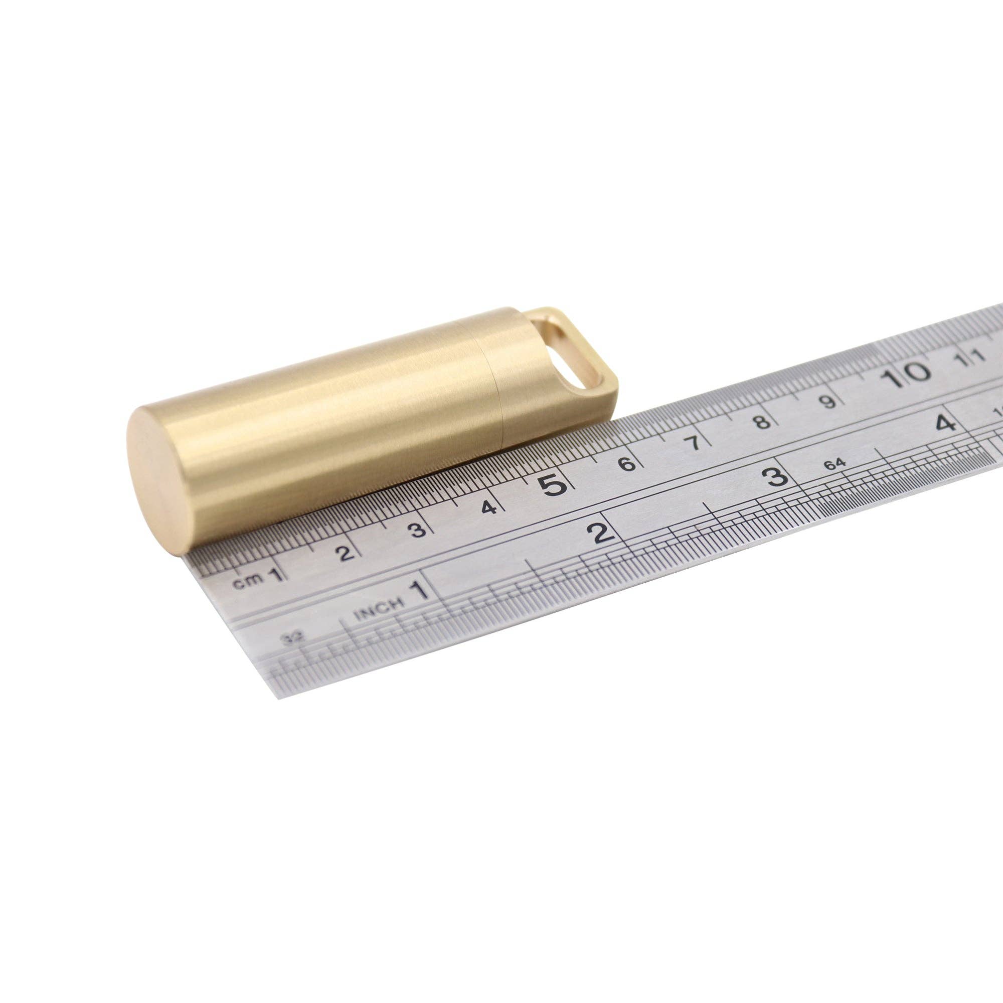 Brass Pill Holder Keychain, CNC machined brass pill case, from Real Sic