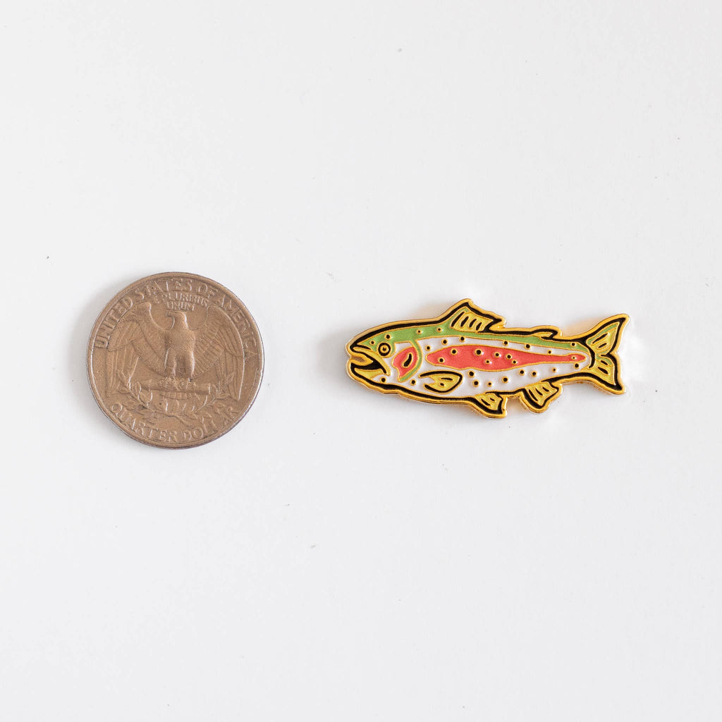 Rainbow Trout Enamel Pin in metallic gold, from Union Made
