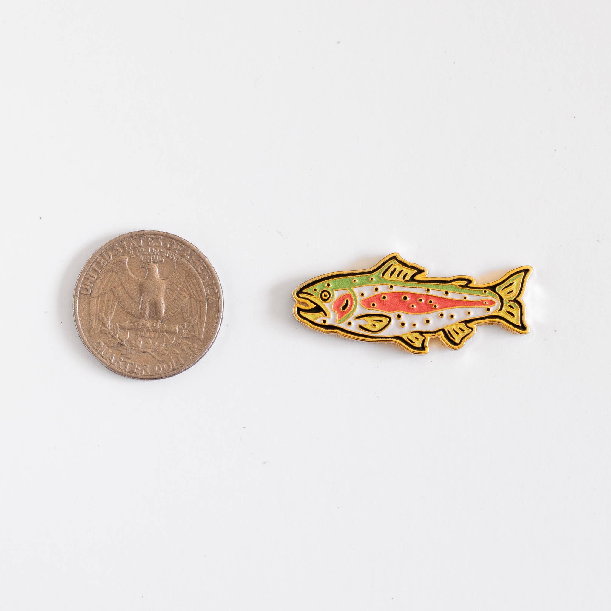 Rainbow Trout Enamel Pin in metallic gold, from Union Made