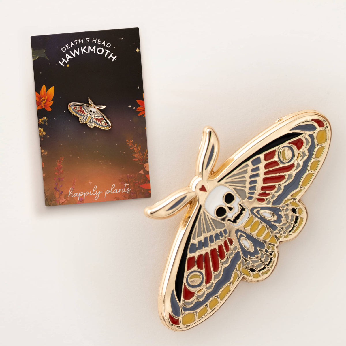 Death Moth Pin - Gothic Death's-Head Hawkmoth Accessory