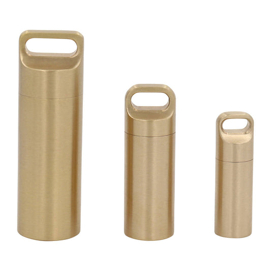 Brass Pill Holder Keychain, CNC machined brass pill case, from Real Sic