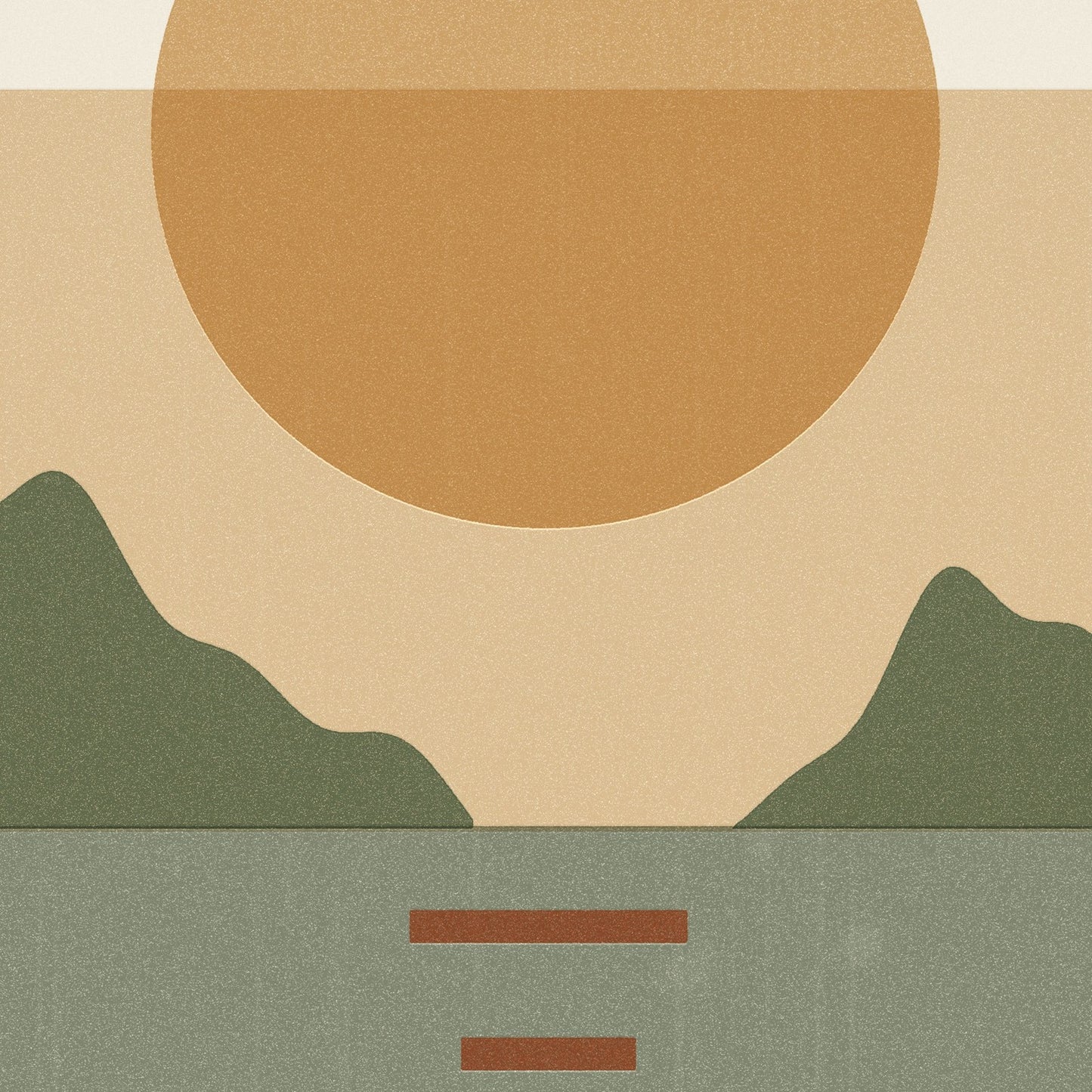 Close-up of riso grain and soft misregistration on the Still Water print by Moss and Fog