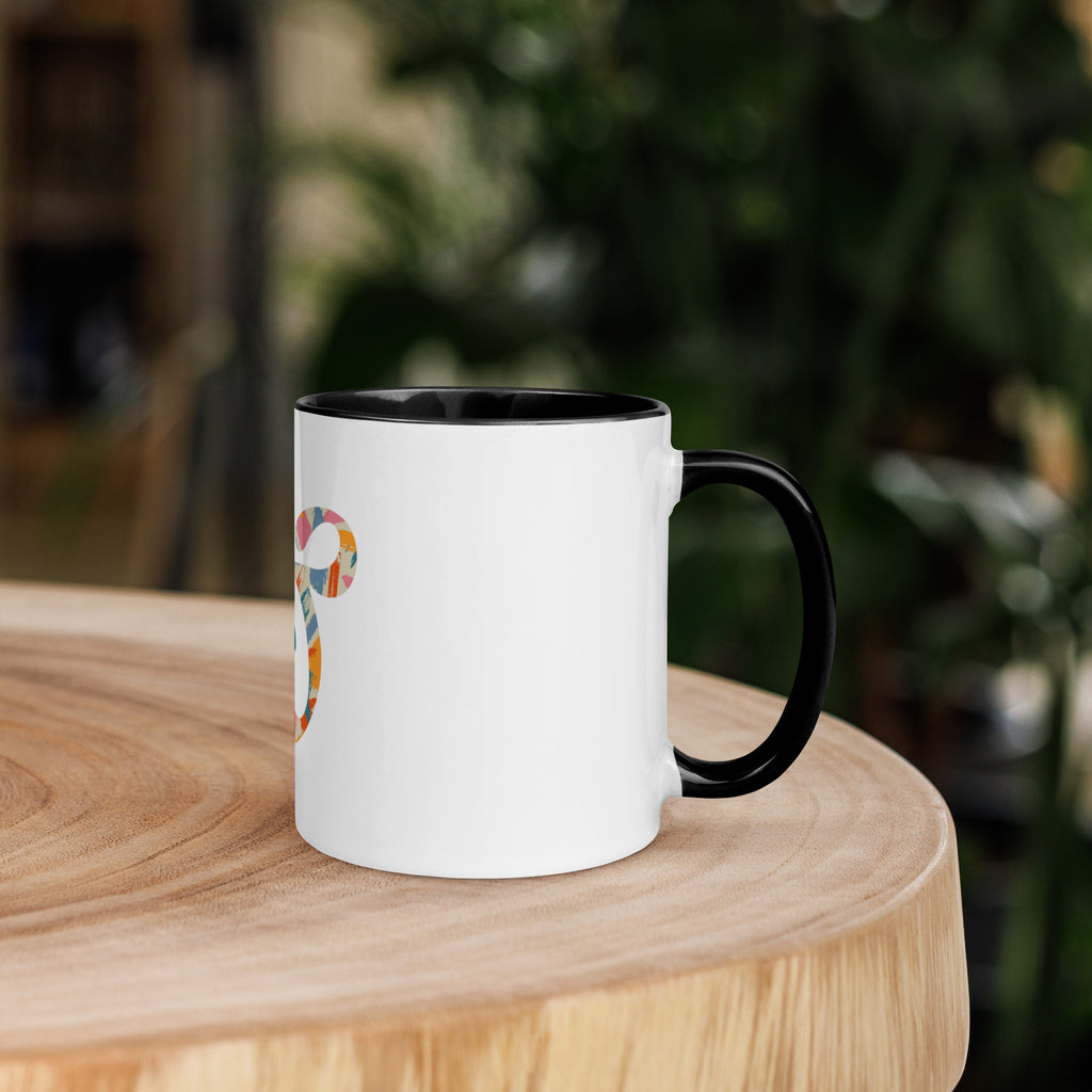 11 ounce Painted Ampersand mug in black, handle on the right