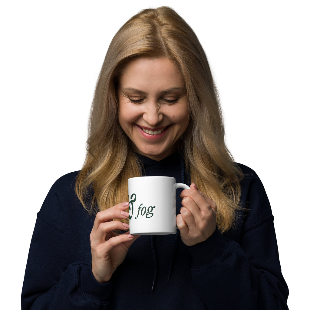 Moss and Fog Wordmark Mug, 11 ounce, handle on the right