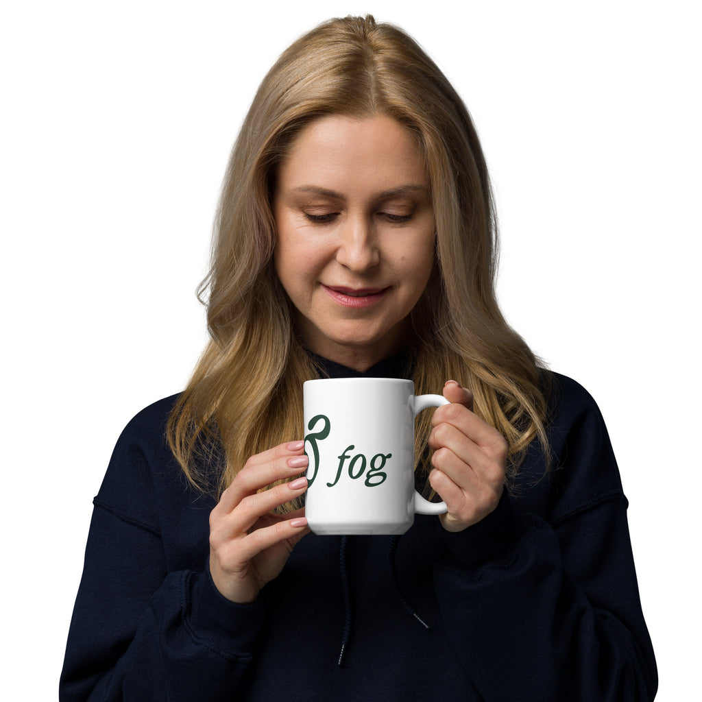 Moss and Fog Wordmark Mug, 15 ounce, handle on the right