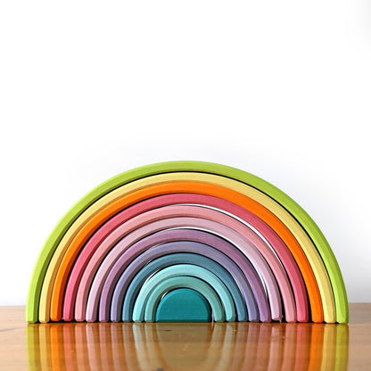 Bloques de anidación de madera arcoíris pastel
