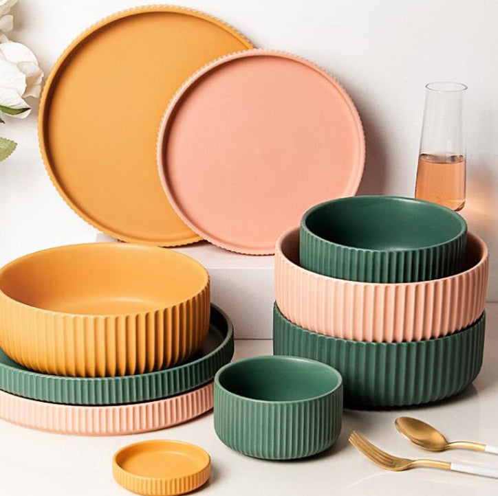 Lovely Ribbed Ceramic Tableware