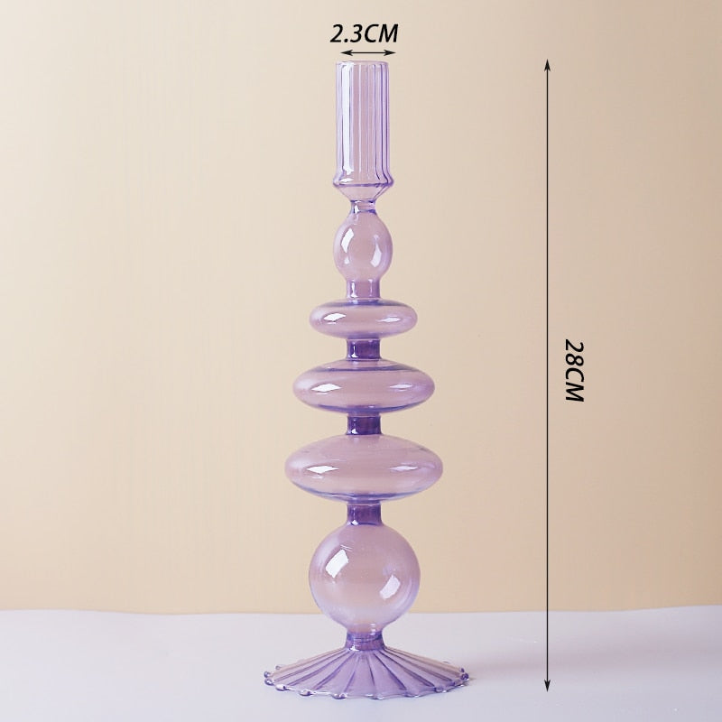 Colorful Glass Candlestick Holder