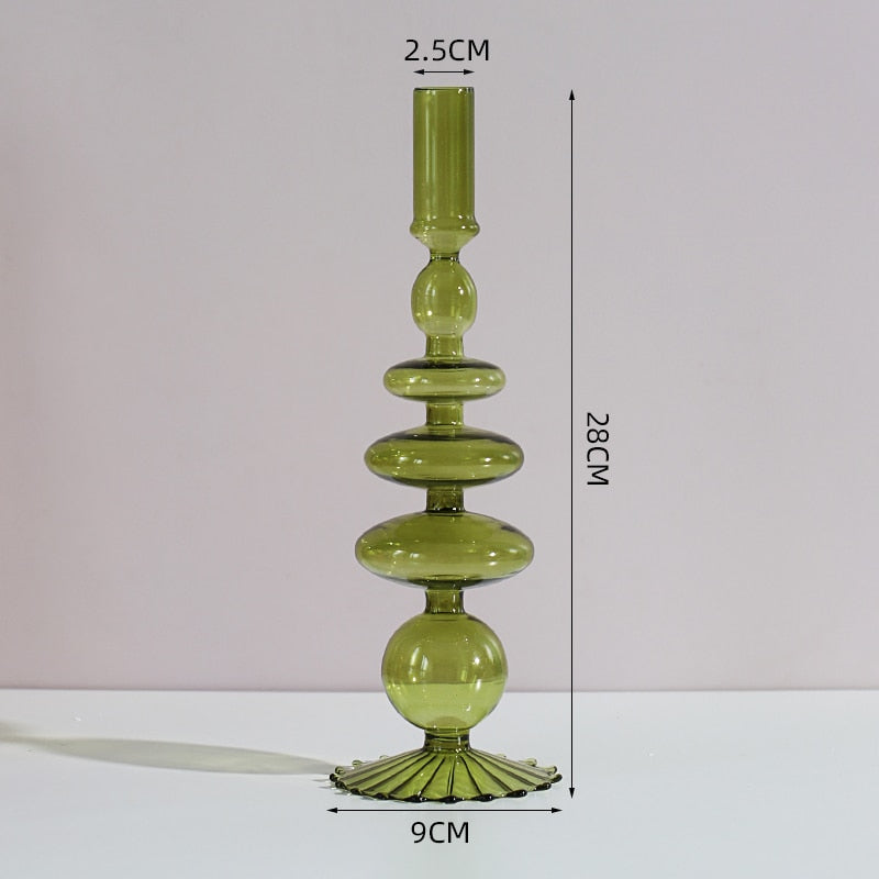 Colorful Glass Candlestick Holder