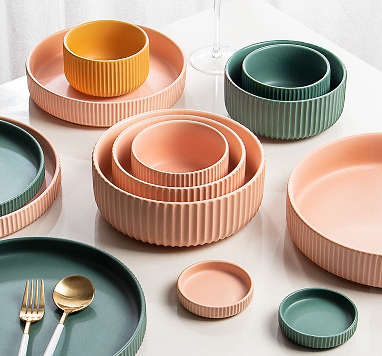 Lovely Ribbed Ceramic Tableware