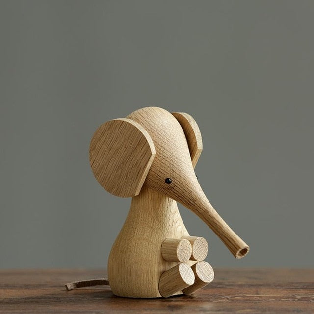 Figura de elefante de madera maciza