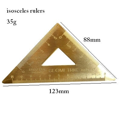 Vintage Brass Ruler, Triangle, Protractor