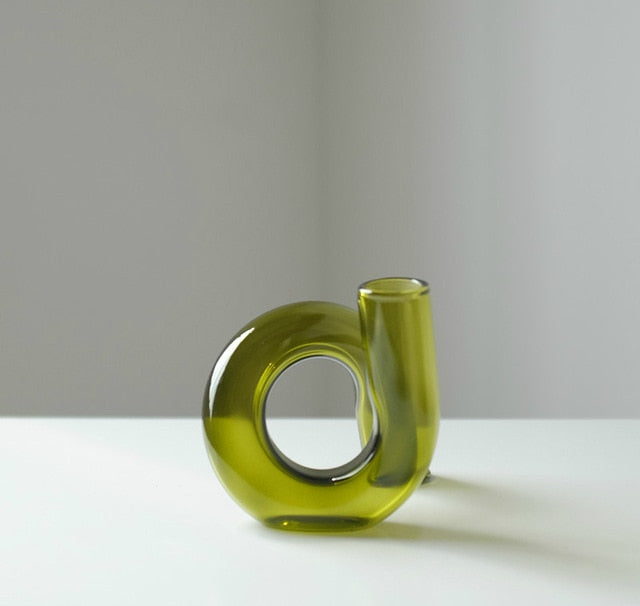 Post-Modern Twist Glass Object – Moss and Fog