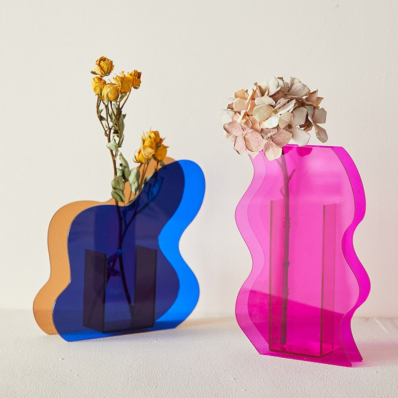 Postmodern Wave Rainbow Acrylic Vases