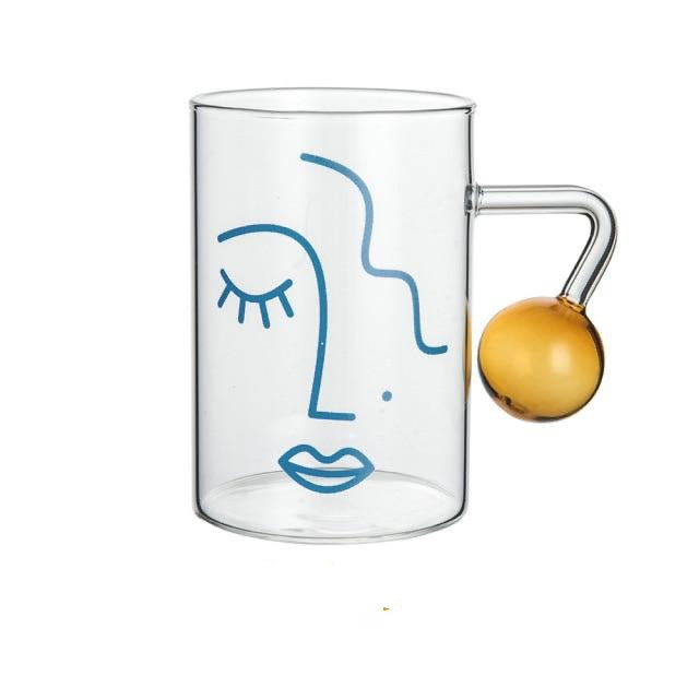 Postmodern Glass Mugs with Ball Handles